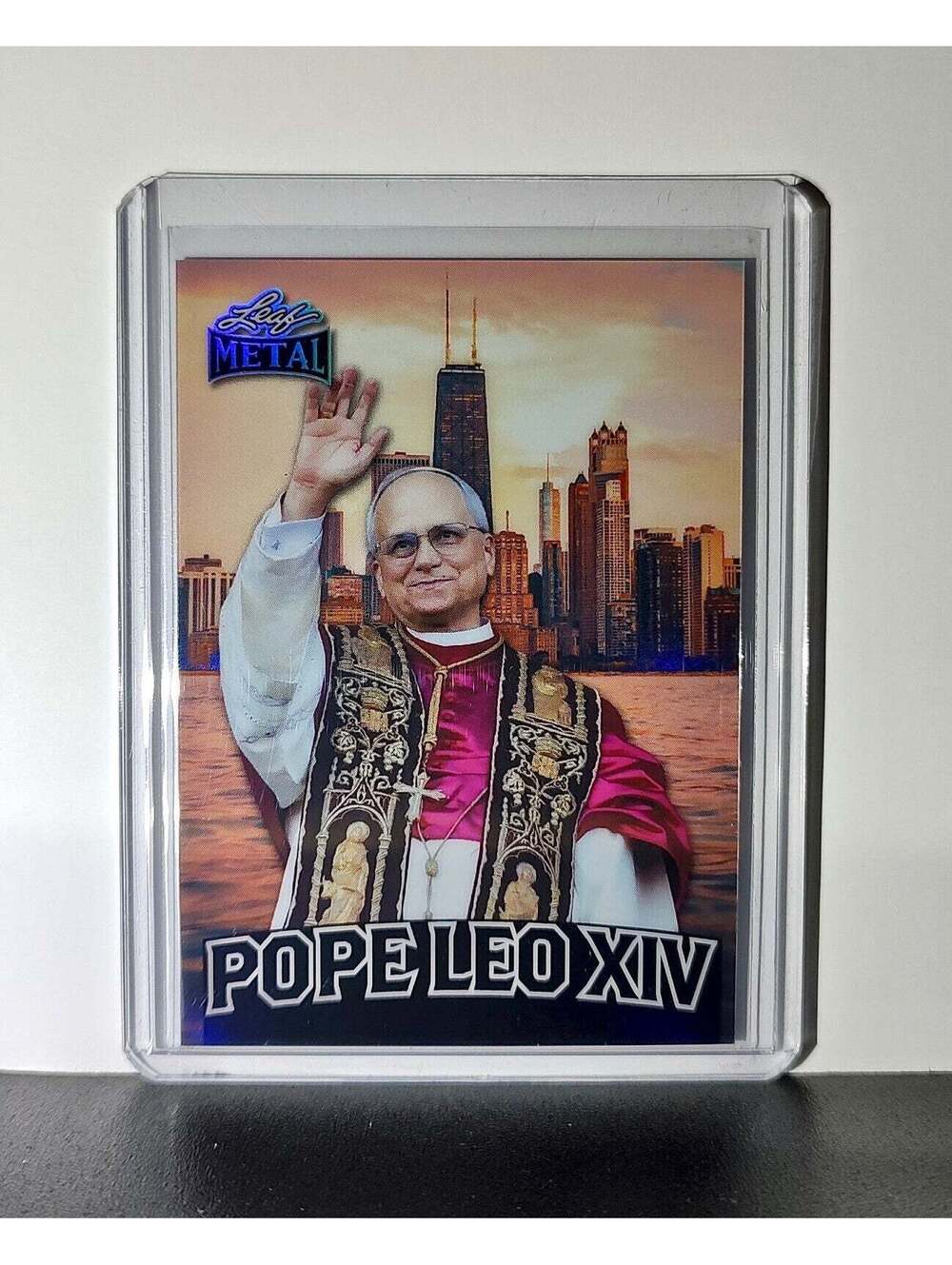 Pope Leo XIV 2025 Leaf Metal Trading Card Chicago Skyline Parallel /639